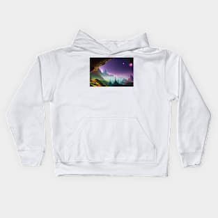 Alien planet at night Kids Hoodie